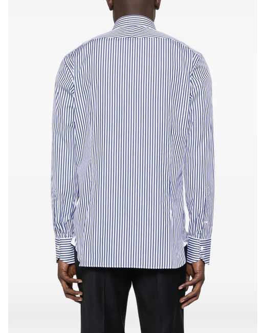 Tom Ford Gestreept Overhemd Met Knoopsluiting in het Blue voor heren