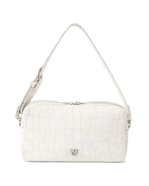 Pinko White Embossed Detail Shoulder Bag