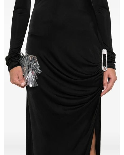 Vestido drapeado de manga larga GIUSEPPE DI MORABITO de color Black