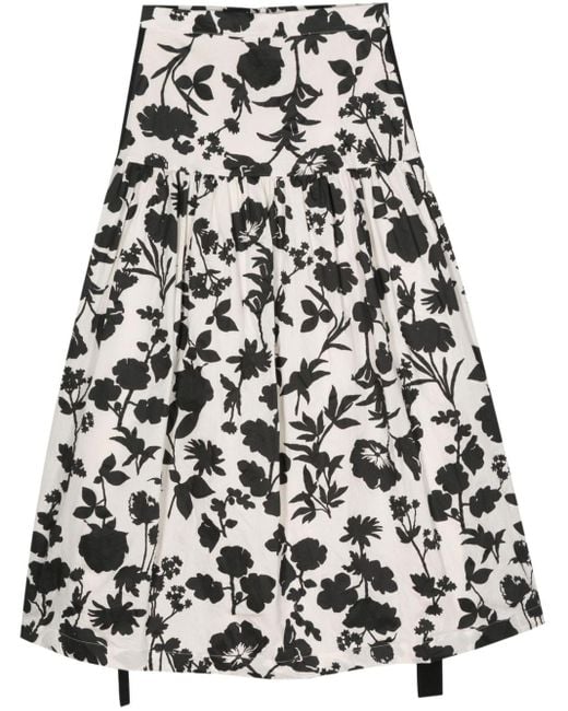 Max Mara Black Udente Floral-print Skirt