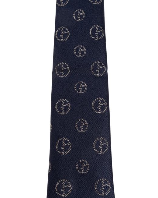 Giorgio Armani Blue Pattern Silk Tie for men