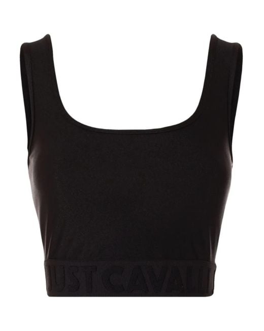 Just Cavalli Black Scoop-Neck Top