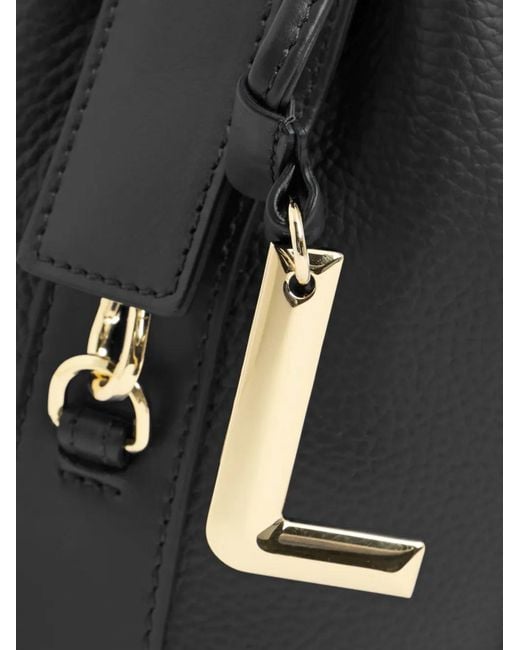 Lancel Black Elles Leather Bucket Bag