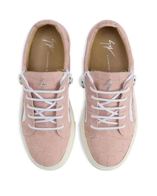 Giuseppe Zanotti Pink Gail Crocodile-Effect Sneakers