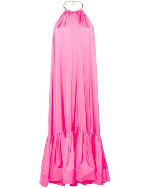 Nissa Pink Open-back Maxi Dress