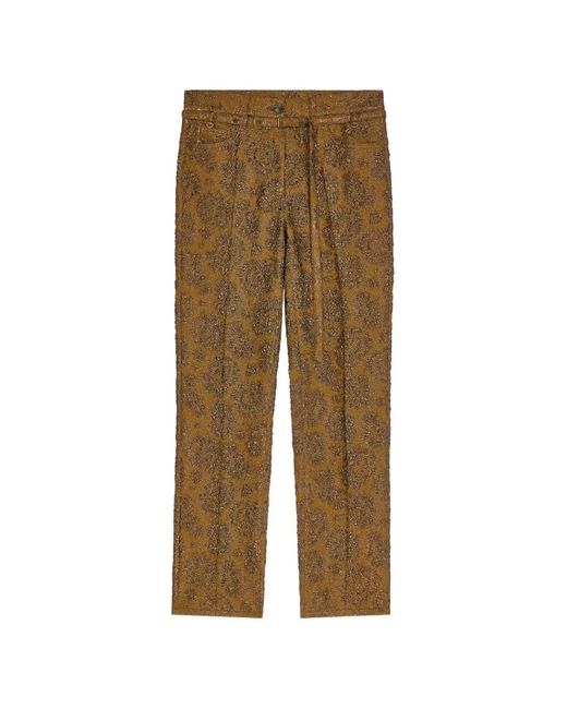 Dries Van Noten Natural Slim-Leg Jacquard Pants