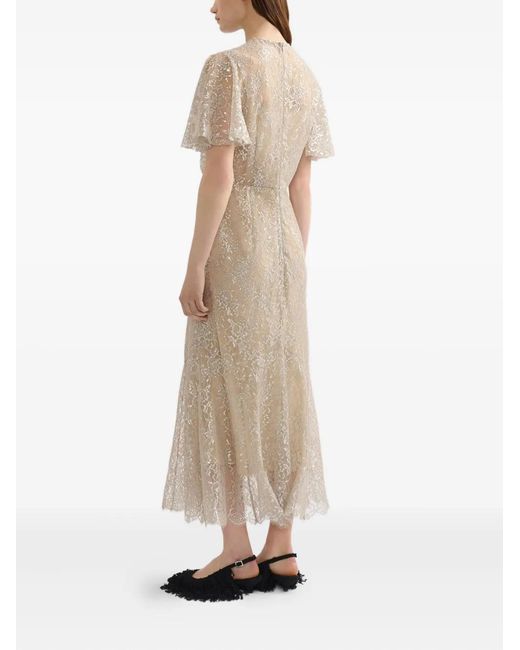 Erdem Natural Short-Sleeve Midi Dress