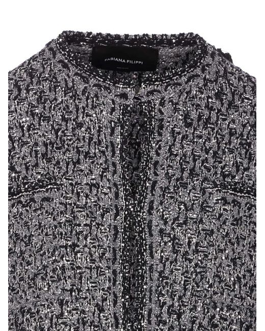 Fabiana Filippi Gray Sequin Long Sleeves Coat