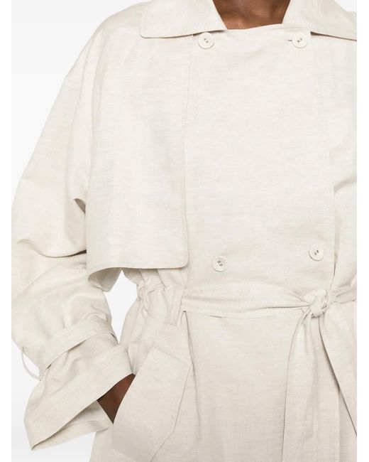Viktoria Chan White Double-Breasted Belted Trench Coat