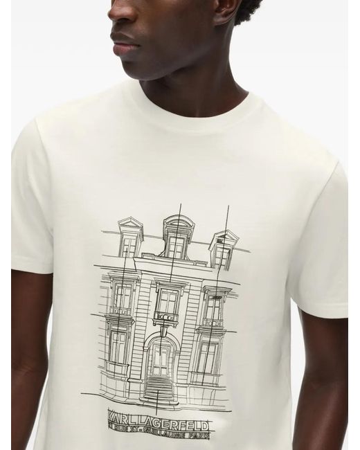 Karl Lagerfeld White Maison De Karl Printed T-Shirt for men