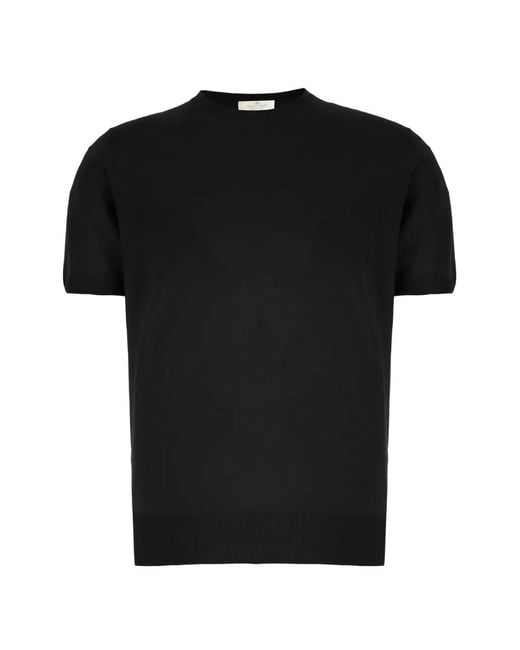 Panicale Black Short-Sleeve Silk T-Shirt for men