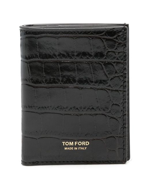 Tom Ford Black Crocodile-Embossed Card Holder for men