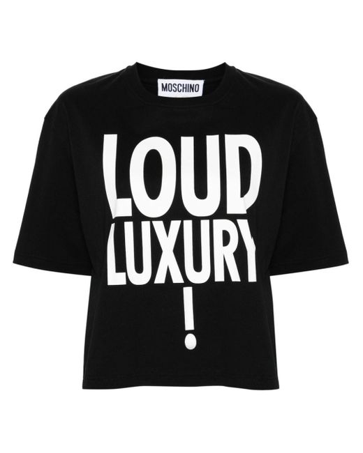 Moschino Black Slogan-print Cotton T-shirt