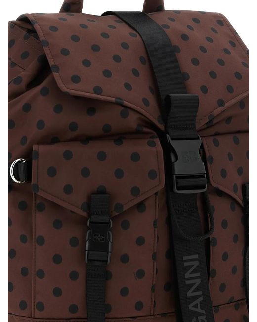 Ganni Brown Polka-Dot Backpack