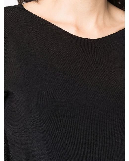 Malo Black Fine-Knit Short-Sleeve Top