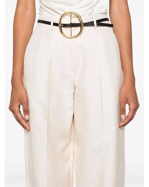 Magda Butrym White Wide-Leg Silk Trousers