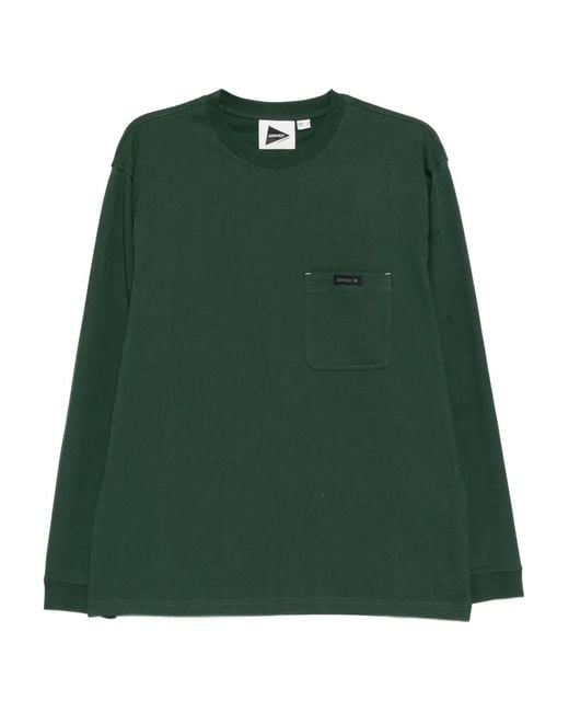 And Wander Green Gramicci Backprint Ls Tshirt for men
