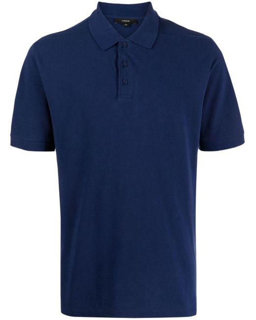 Vince Blue Piqué Cotton Polo Shirt for men