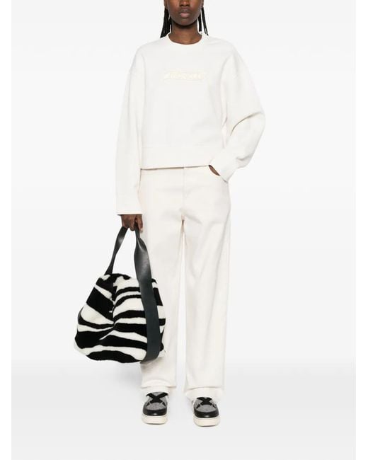 Moncler White Logo-Patch Sweatshirt