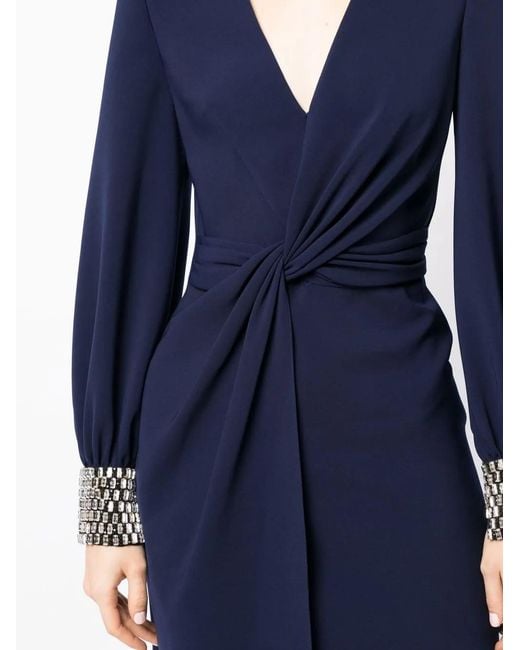Jenny Packham Blue Lalala Twisted V-neck Gown