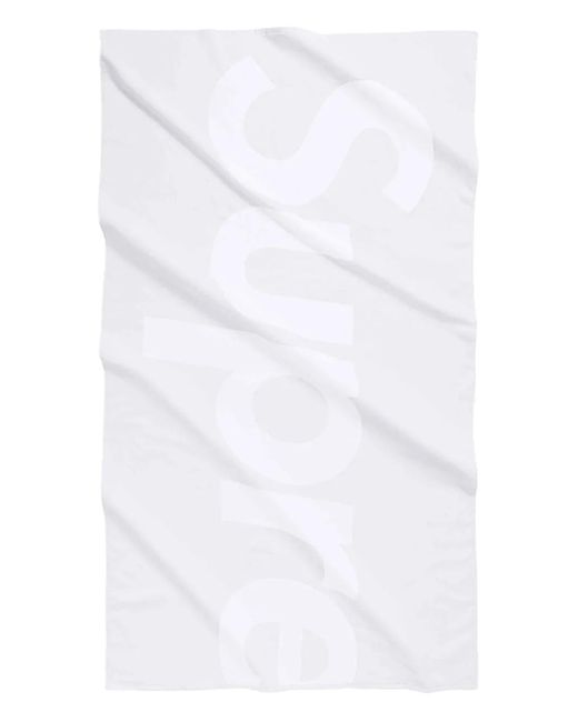 Supreme White Logo-Jacquard Beach Towel