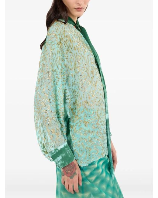 Roberto Cavalli Green Bluse Aus Seide