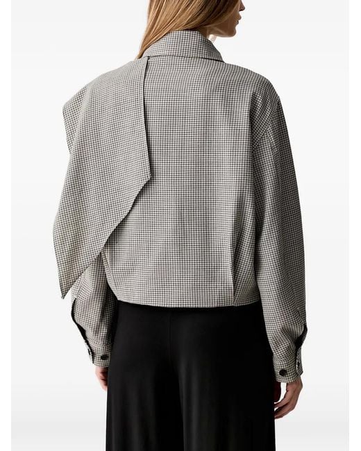 Rag & Bone Gray Veste À Carreaux Et Empiècement Drapé
