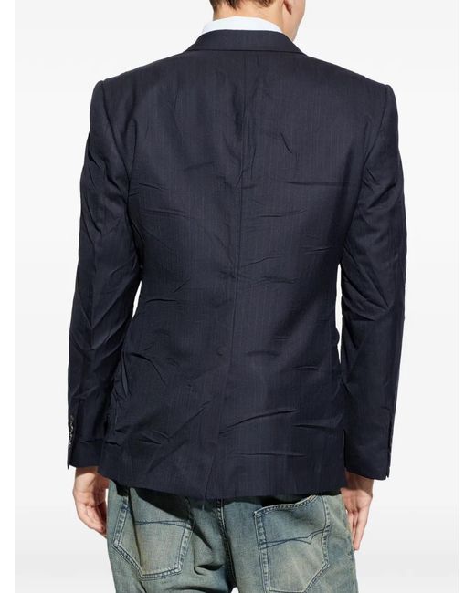 Balenciaga Blue Pinstripe Side-Pockes Blazer for men