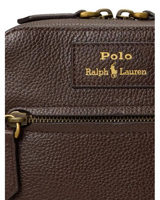 Polo Ralph Lauren Pebbled Leather Messenger Bag in Brown for Men