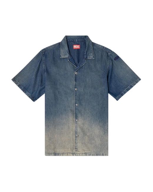 DIESEL Blue D-Nabil-S3 Point-Collar Denim Shirt for men