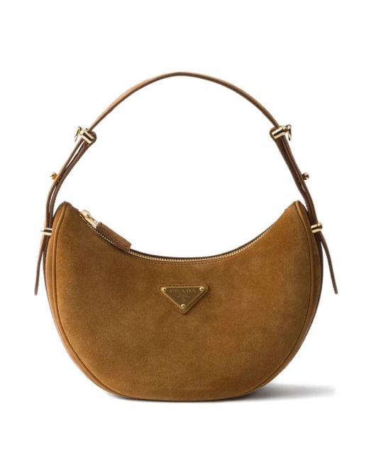 Prada Brown Arqué Schultertasche Aus Wildleder