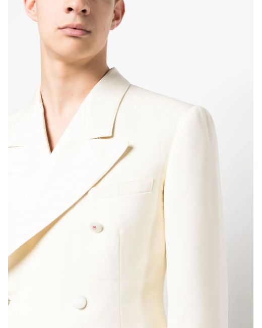 Maison Margiela Natural Double-Breasted Mohair-Silk Blazer for men