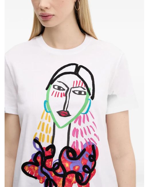 Desigual White Graphic-Print Short-Sleeve T-Shirt