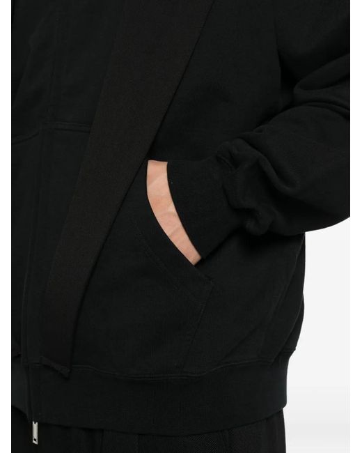MEDEA Black Lapels Zip Hoodie Jacket