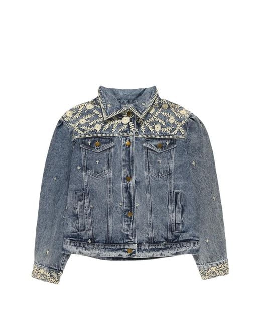 MAISON HOTEL Blue Loretta Embroidered Denim Jacket