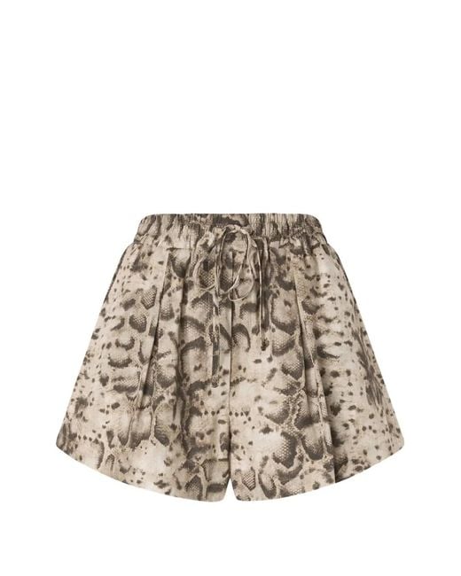 Pinko Natural Short À Imprimé Cuir De Serpent