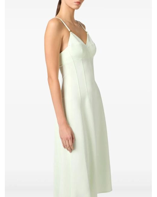 Elisabetta Franchi White Lace-Up Detail Crepe Midi Dress