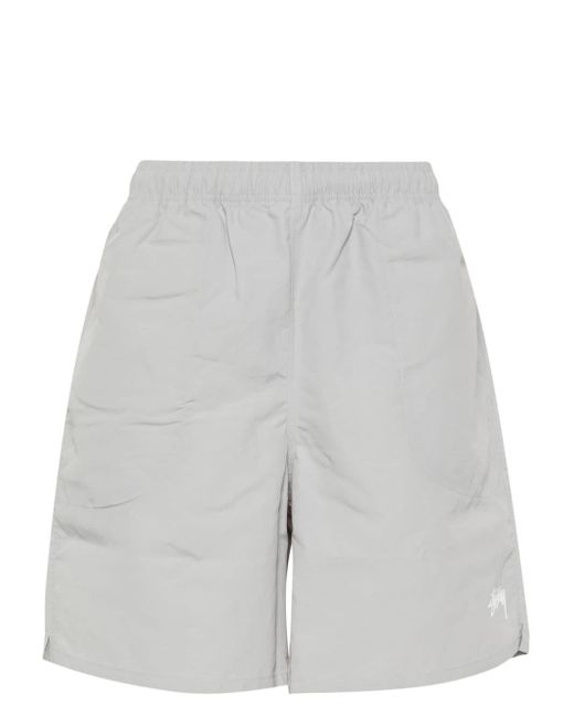 Stussy Gray Logo-print Drawstring Deck Shorts for men