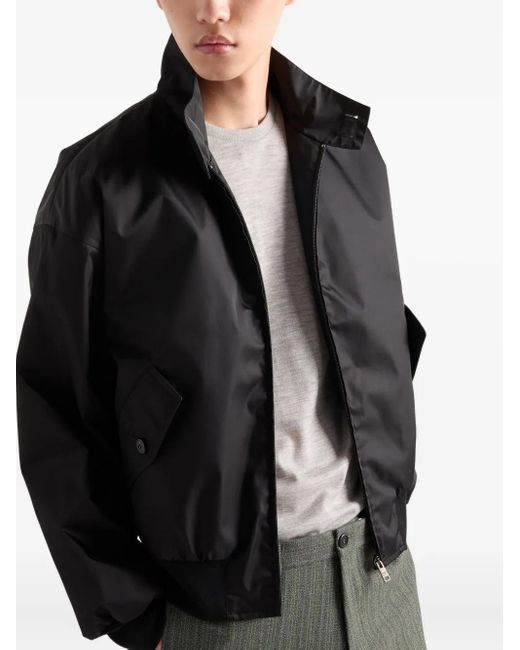 Prada Black Re-Nylon Funnel Collar Jacket for men