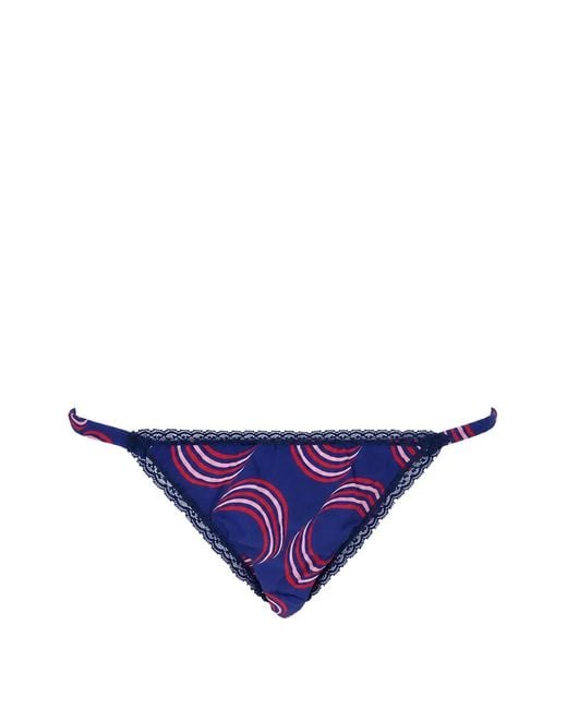 Laura Urbinati Purple Graphic-Print Lace-Trim Briefs