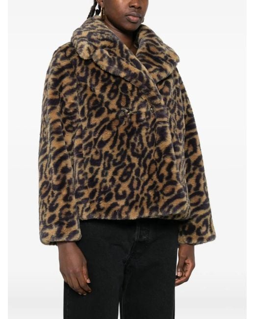A.P.C. Brown Leopard-Print Double-Breasted Jacket
