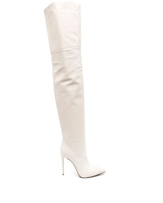 Le Silla White Eva 120Mm Thigh-High Leather Boots
