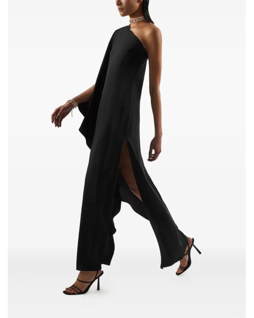 Taller Marmo Black Bolkan Crystal One-Shoulder Midi Dress