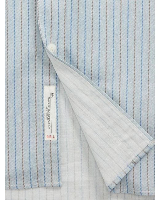 RRL Blue Eli Striped Button-Up Shirt for men
