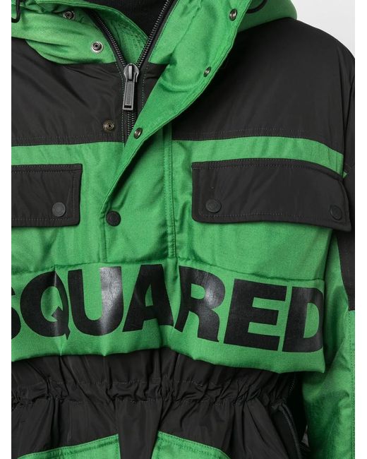 DSquared² Green Logo-Print Detail Coat for men