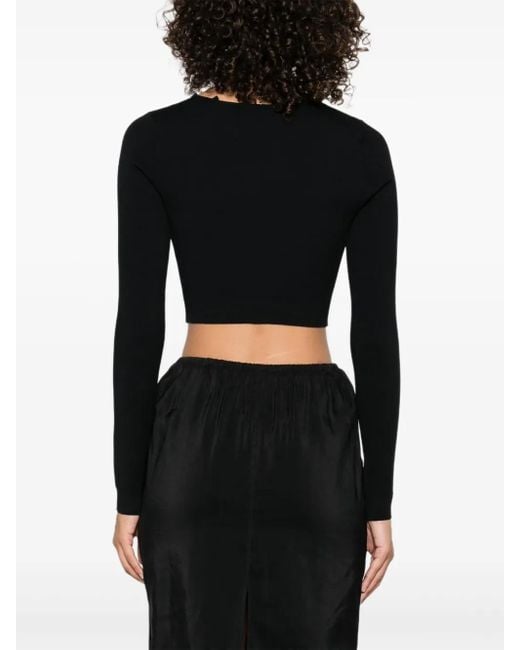 Nanushka Black Button-Front Ruffled Cardigan