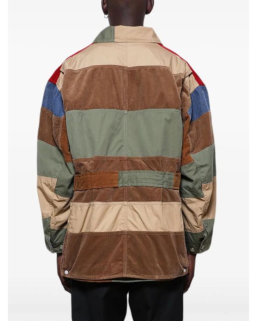 SAINT Mxxxxxx Red Patchwork-Design Shirt Jacket for men