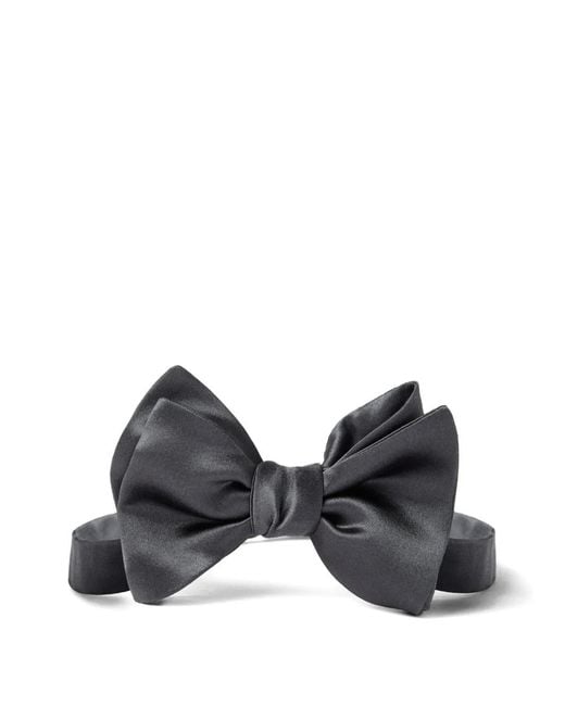 Brunello Cucinelli Black Silk-Cotton Blend Bow Tie for men