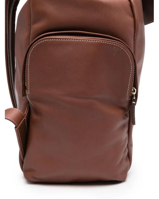 Eleventy Brown Leather Backpack for men