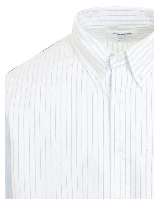 Thom Browne White Pinstriped Cotton Shirt for men